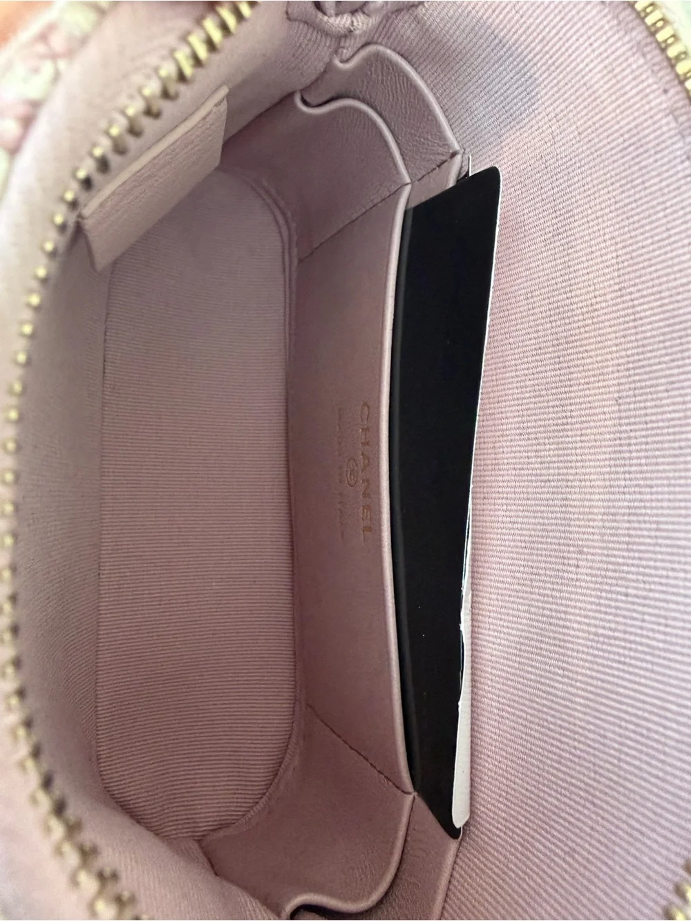 CHANEL Pink and White Tweed Quilted Mini Clutch With Chain